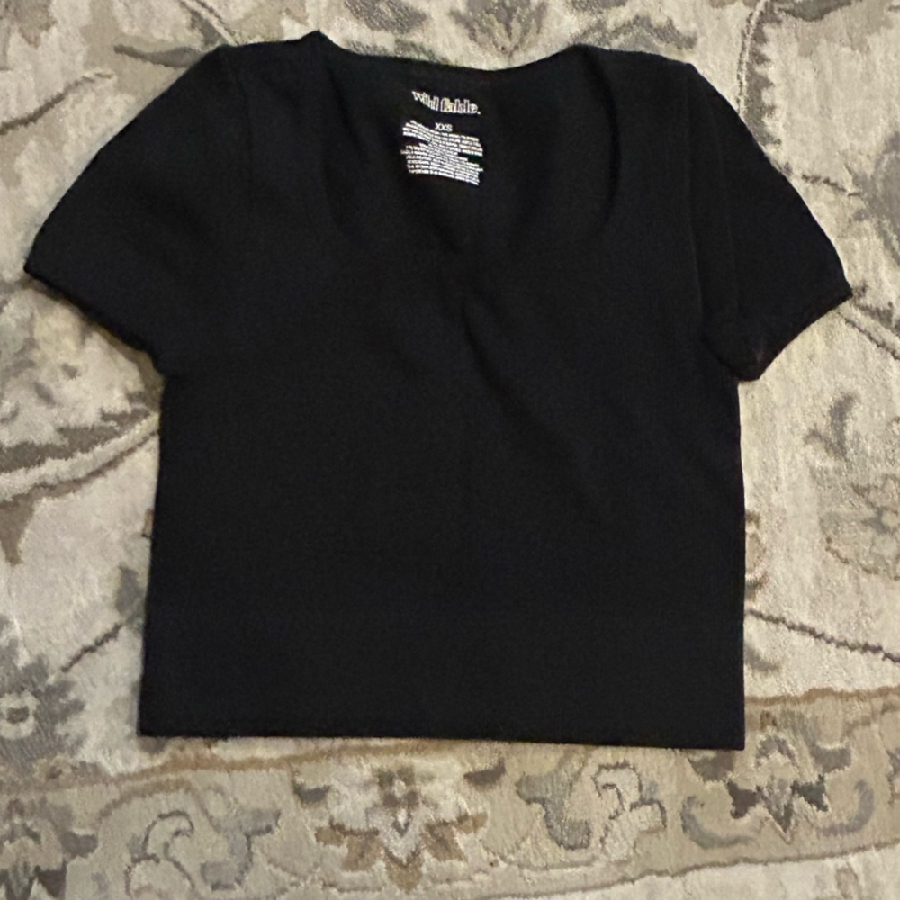 Wild Fable Pink and Black Fitted Crop T-Shirt